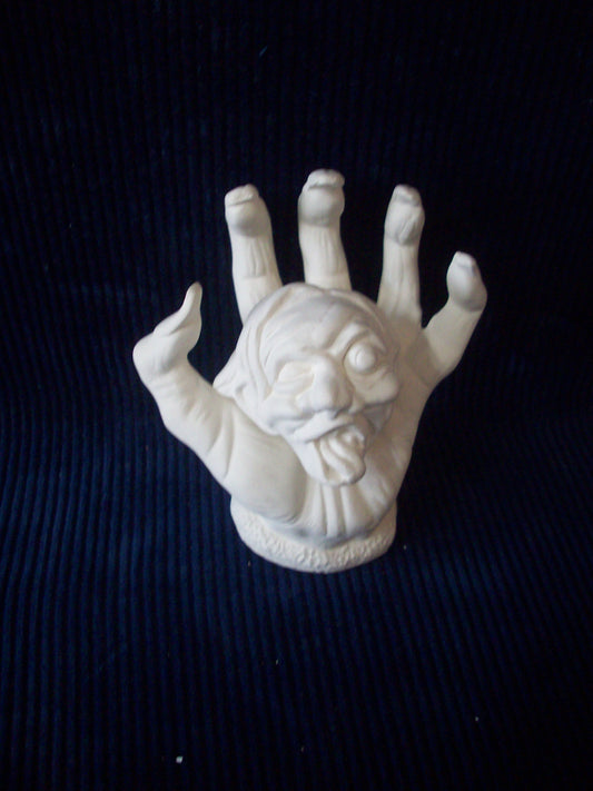 Ceramic Ready To Paint Witch's Hand With Goblin