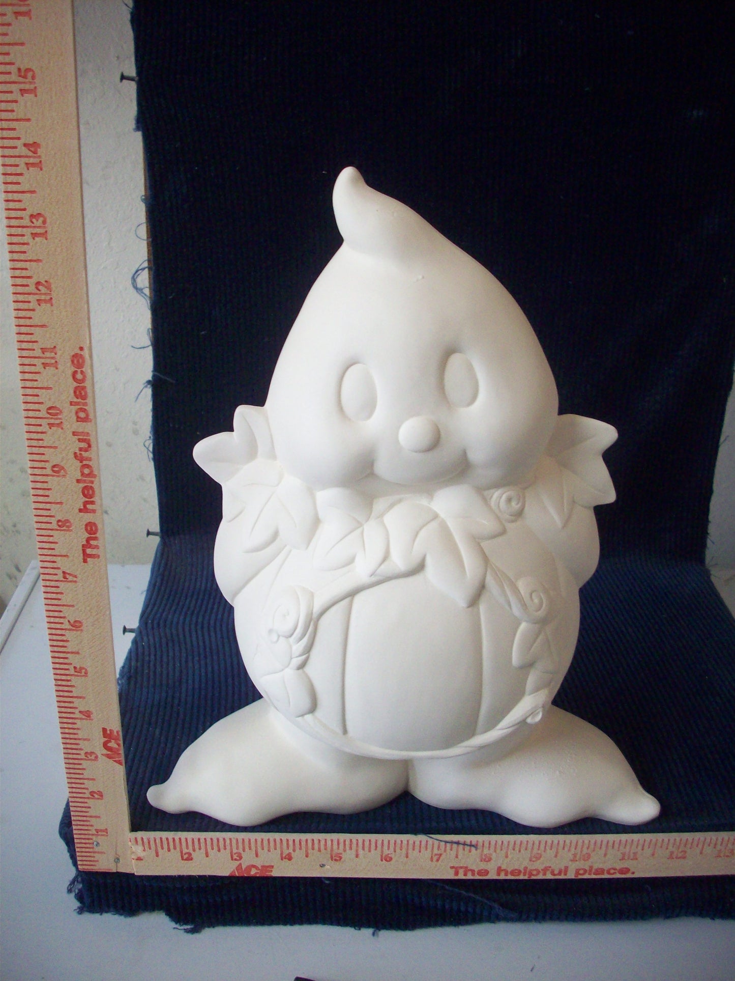 Ceramic Ready To Paint Large Adorable Ghost with Pumpkin Belly