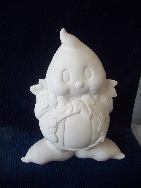 Ceramic Ready To Paint Large Adorable Ghost with Pumpkin Belly