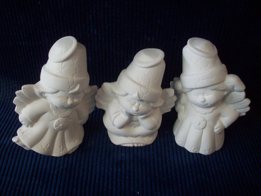 Ceramic Ready to paint Three Small Crackpot Angels