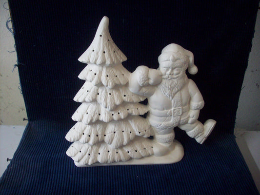 Ceramic Ready To Paint Santa with Christmas Tree