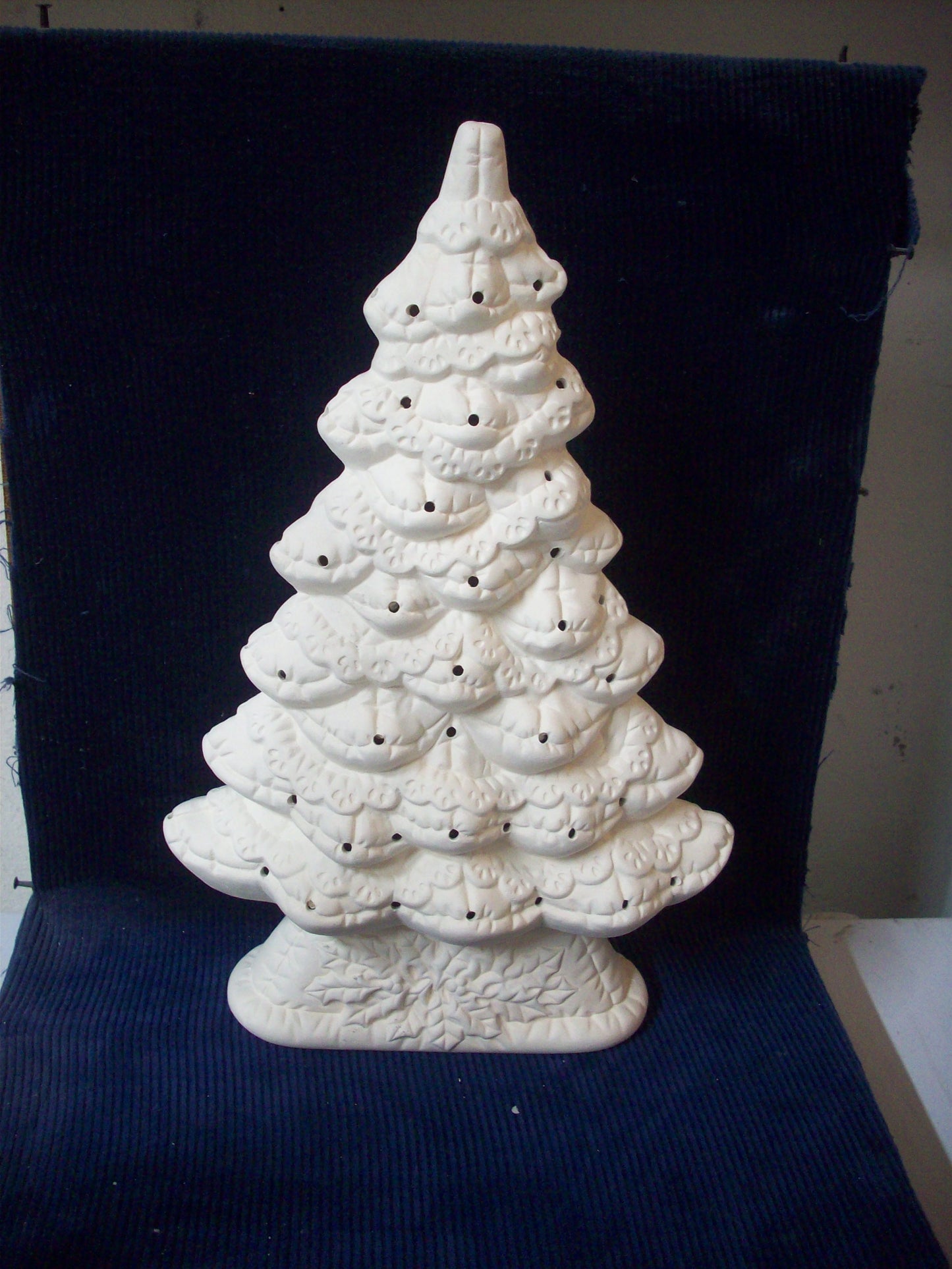 Ceramic Ready To Paint Window Lace Christmas Tree with Base