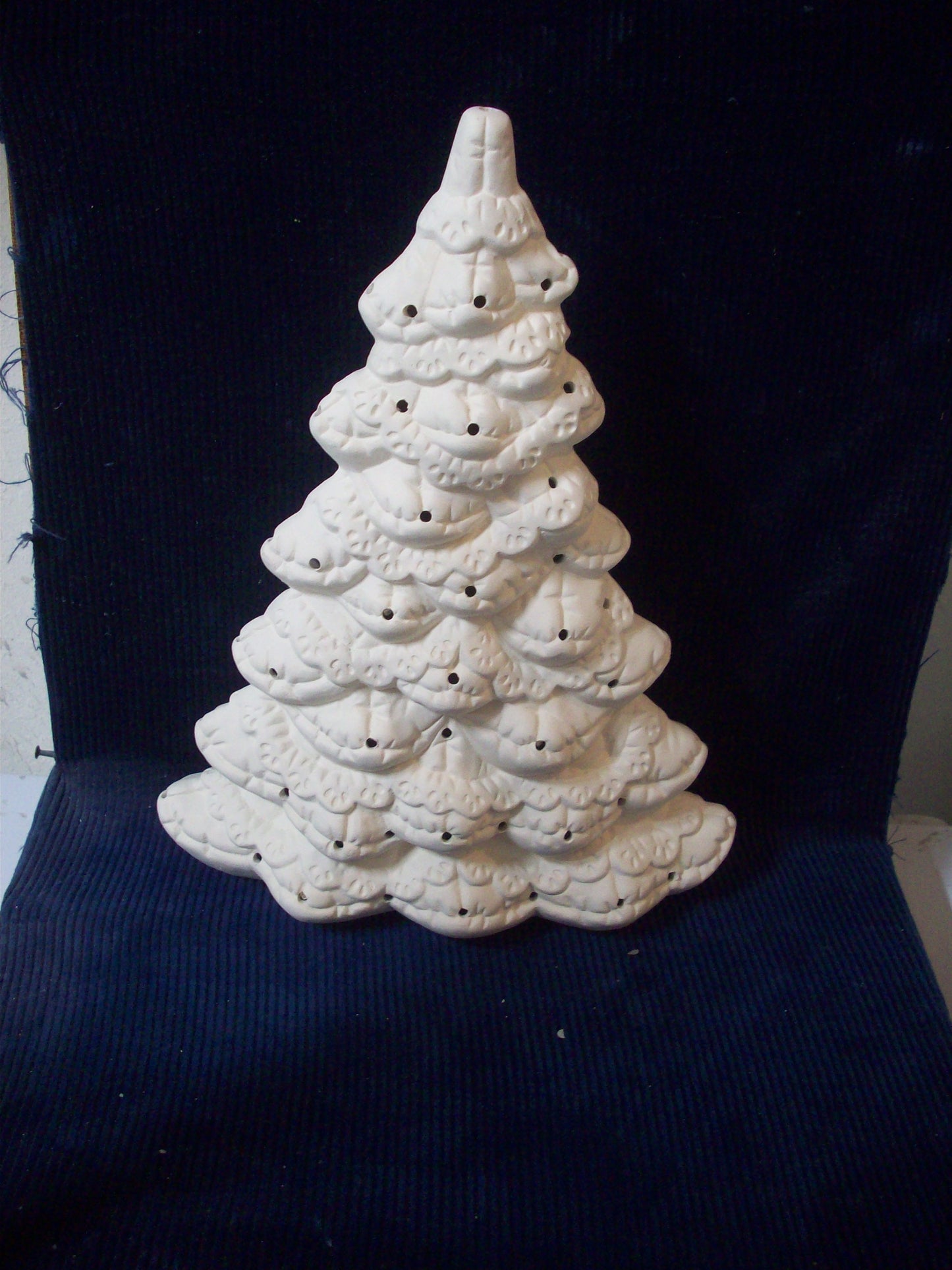 Ceramic Ready To Paint Window Lace Christmas Tree with Base