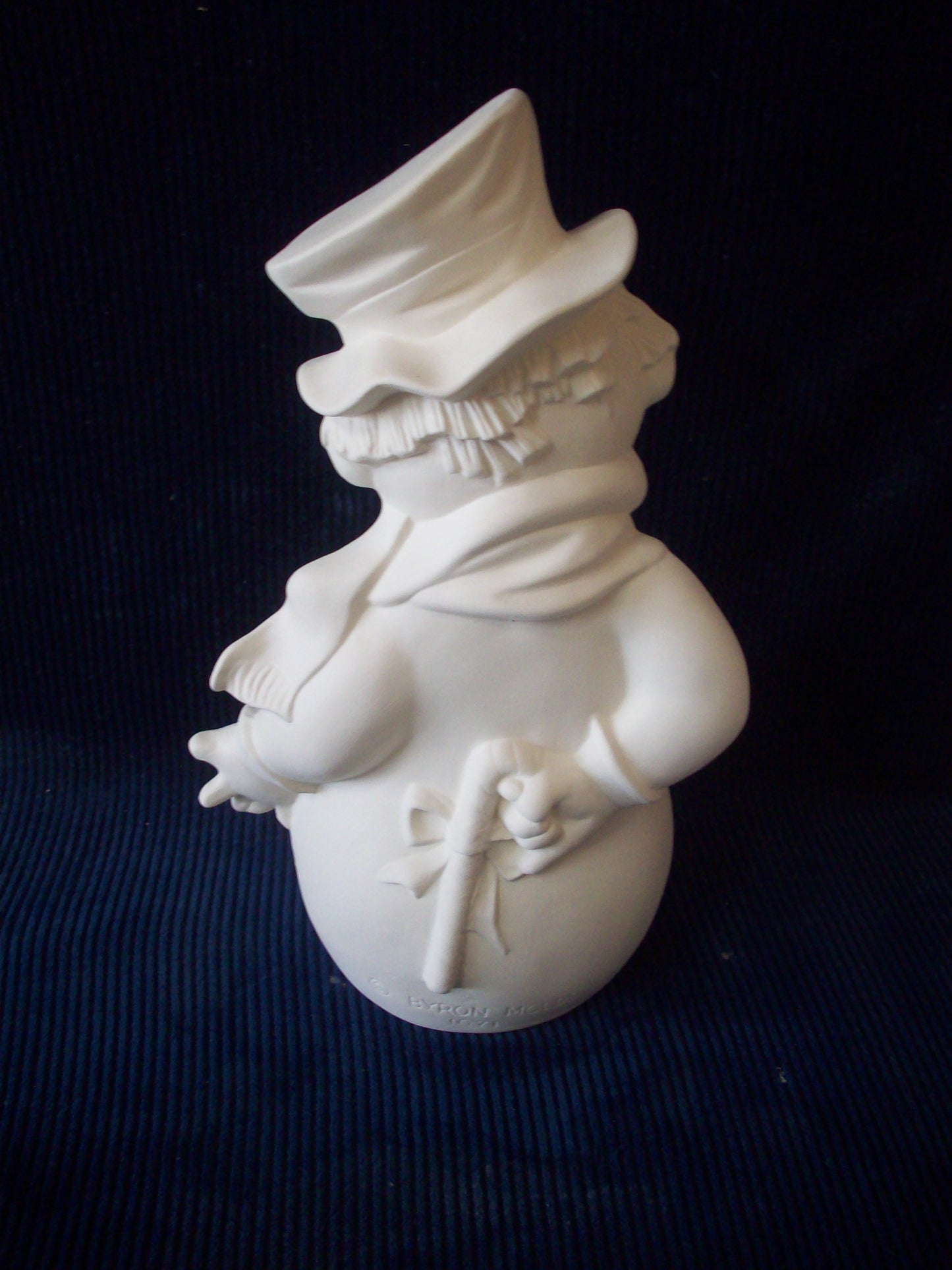 Ceramic Ready To Paint Snowmen Ardorn with Holly and Holding a Candy Cane