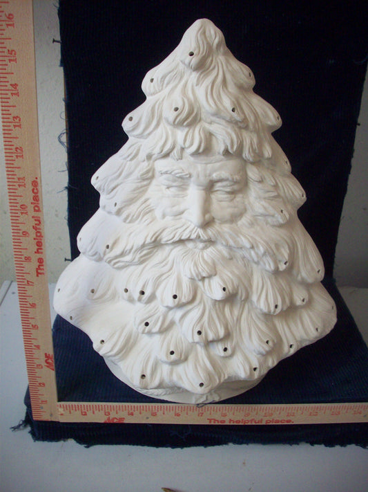 Ceramic Ready To Paint Santa Face Christmas Tree With Base