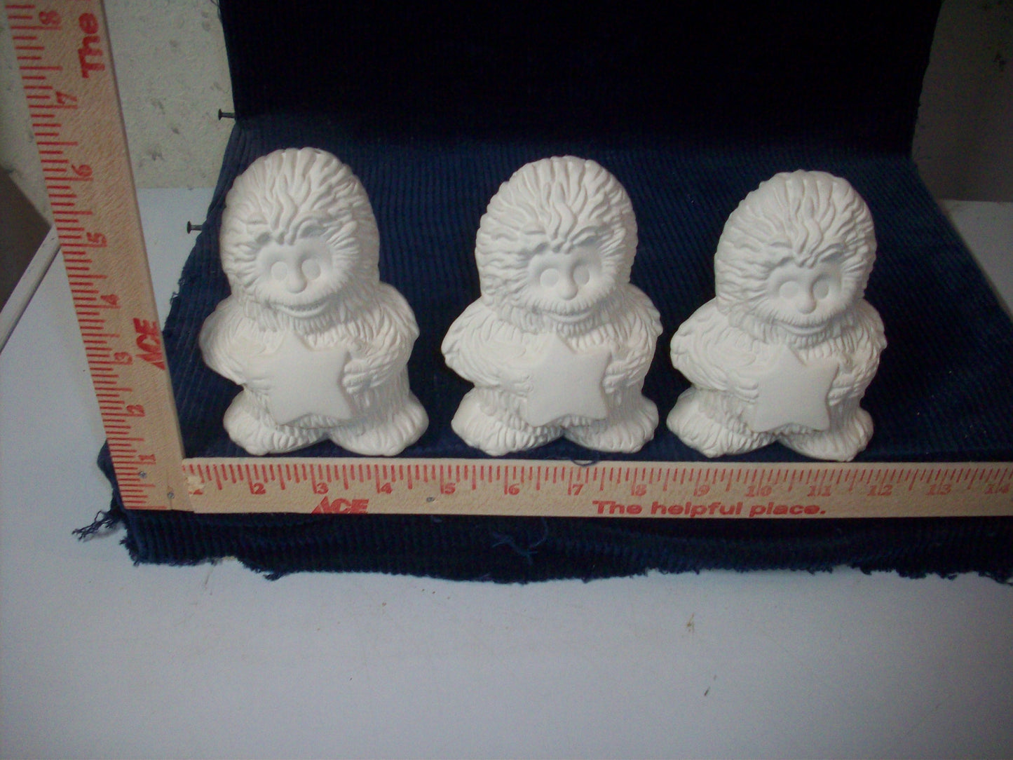 Ceramic Ready To Paint Yeti Set of Three Holding a Star