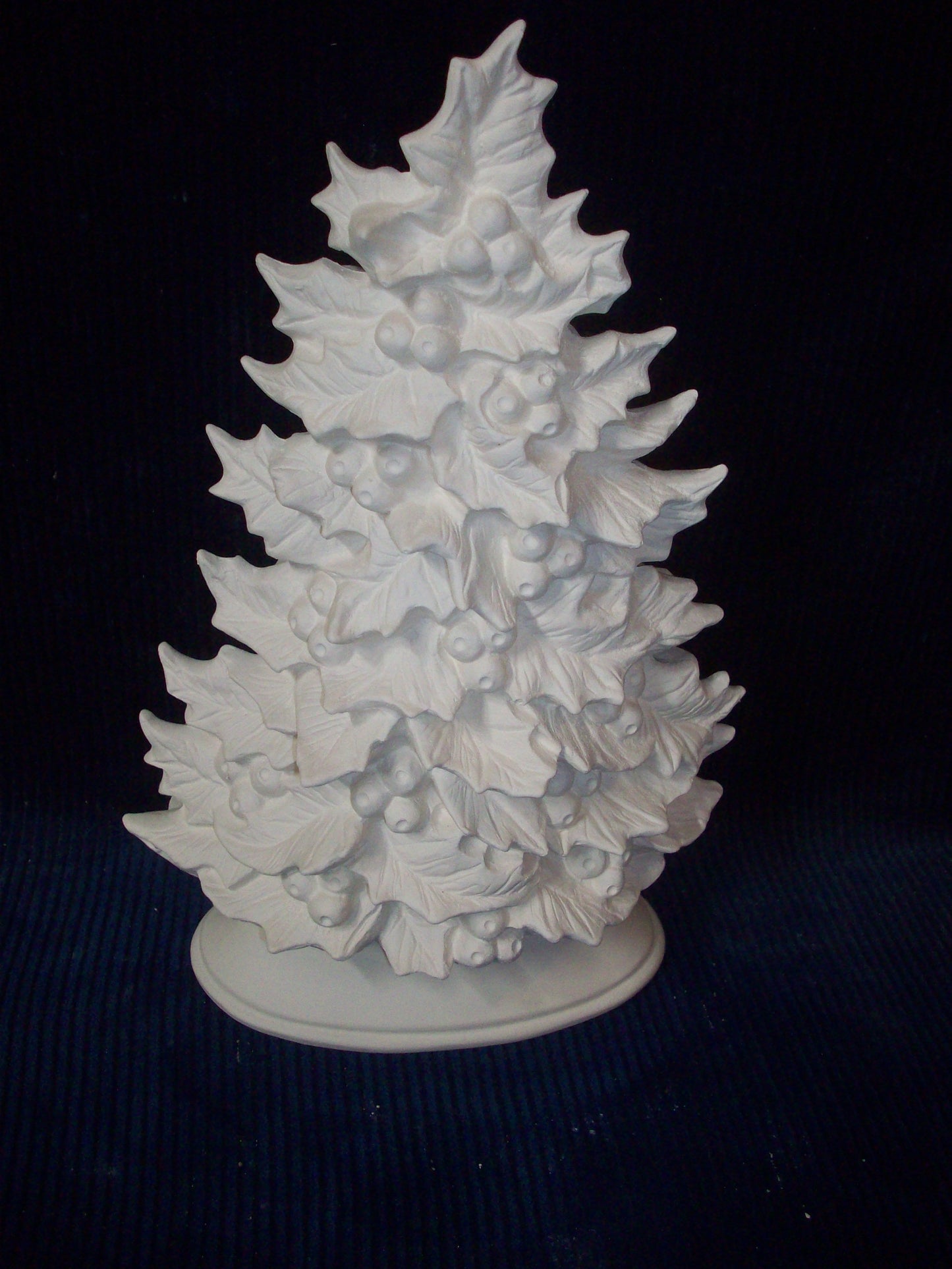 Ceramic Ready to Paint Holly Christmas Tree with Base