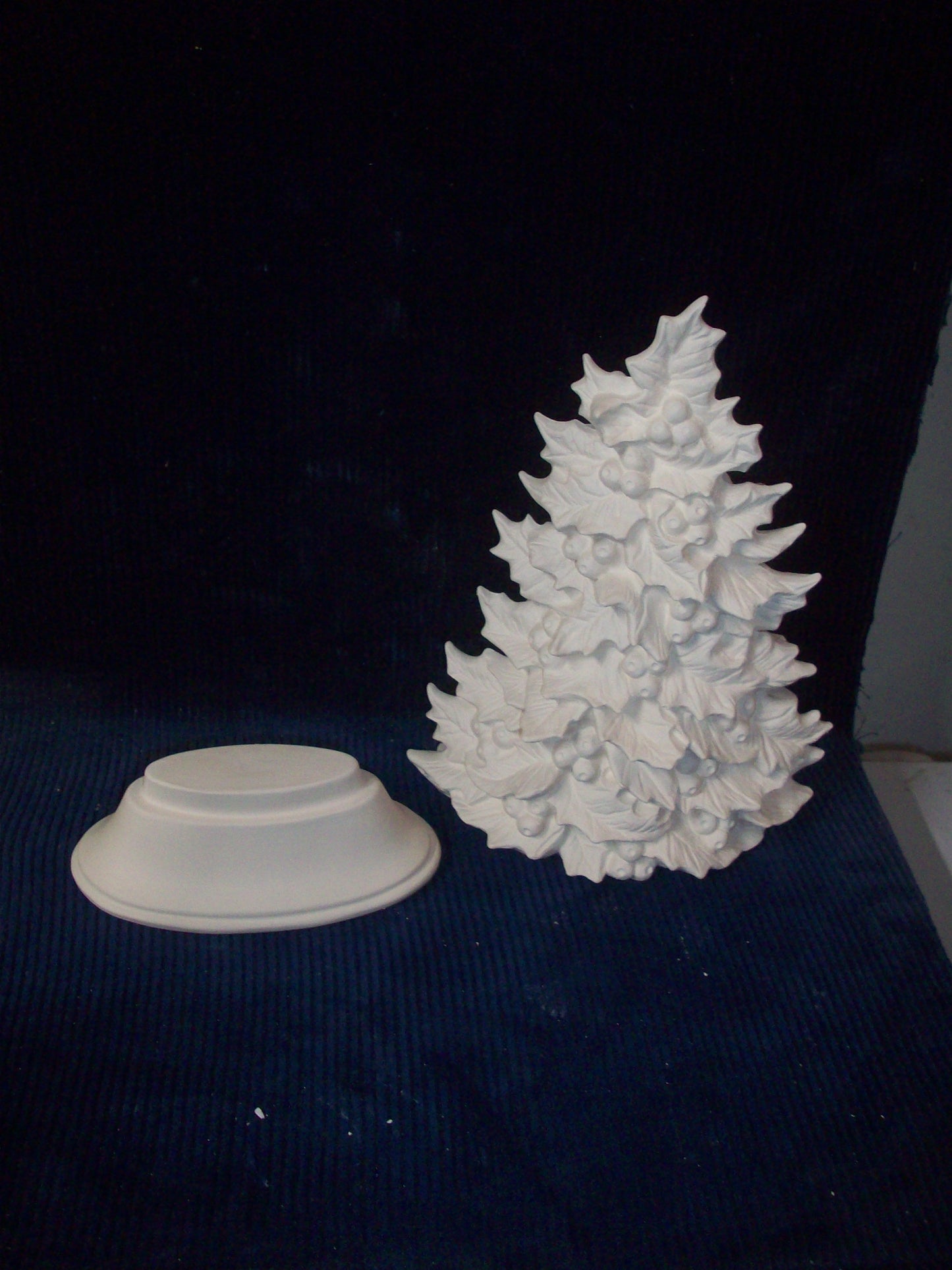 Ceramic Ready to Paint Holly Christmas Tree with Base