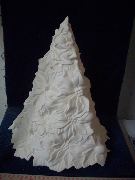 Ceramic Ready To Paint Poinsettia Tree With Built in Base