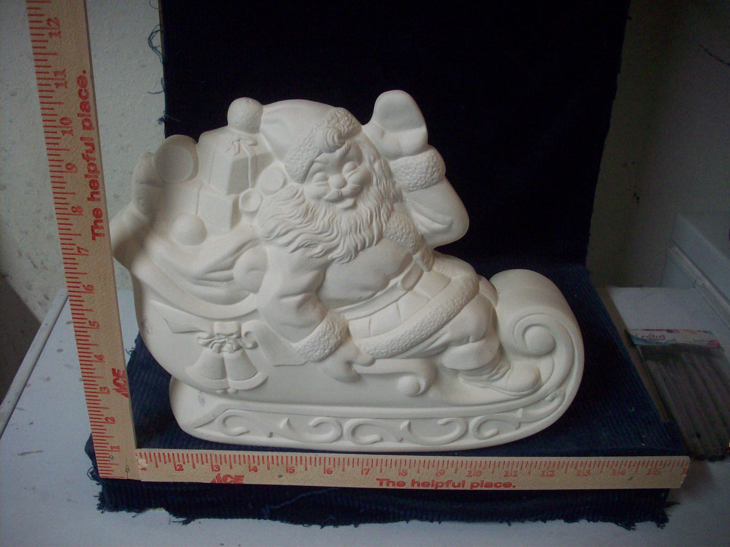 Ceramic Ready To Paint Santa On Sleigh Waving