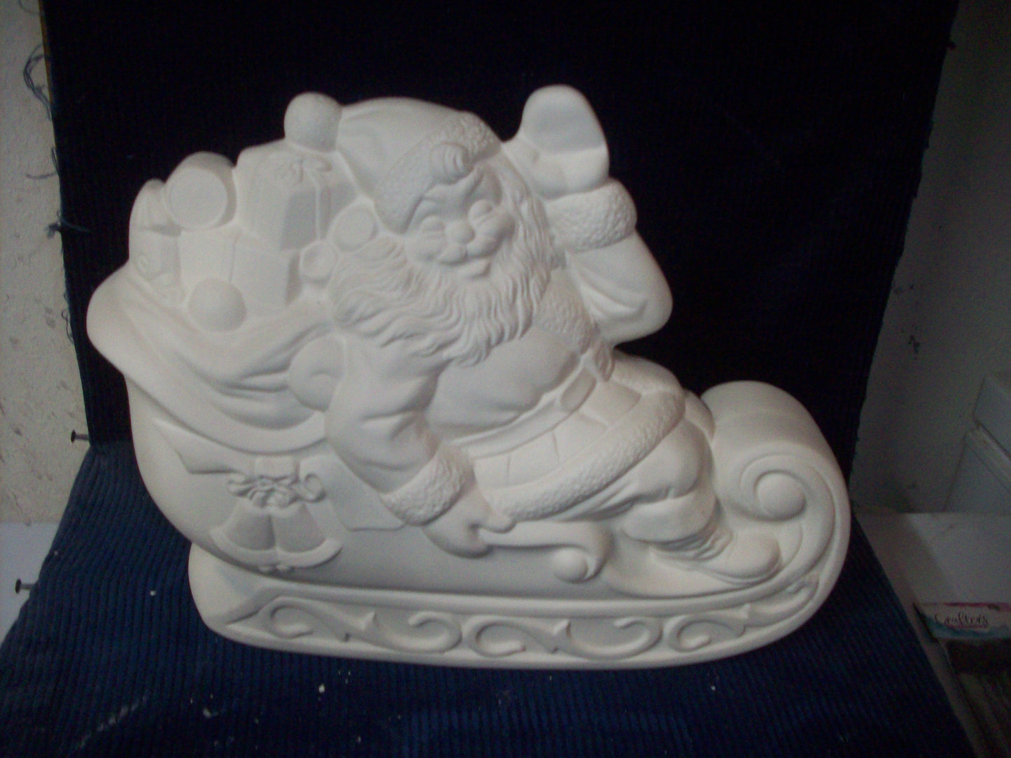 Ceramic Ready To Paint Santa On Sleigh Waving