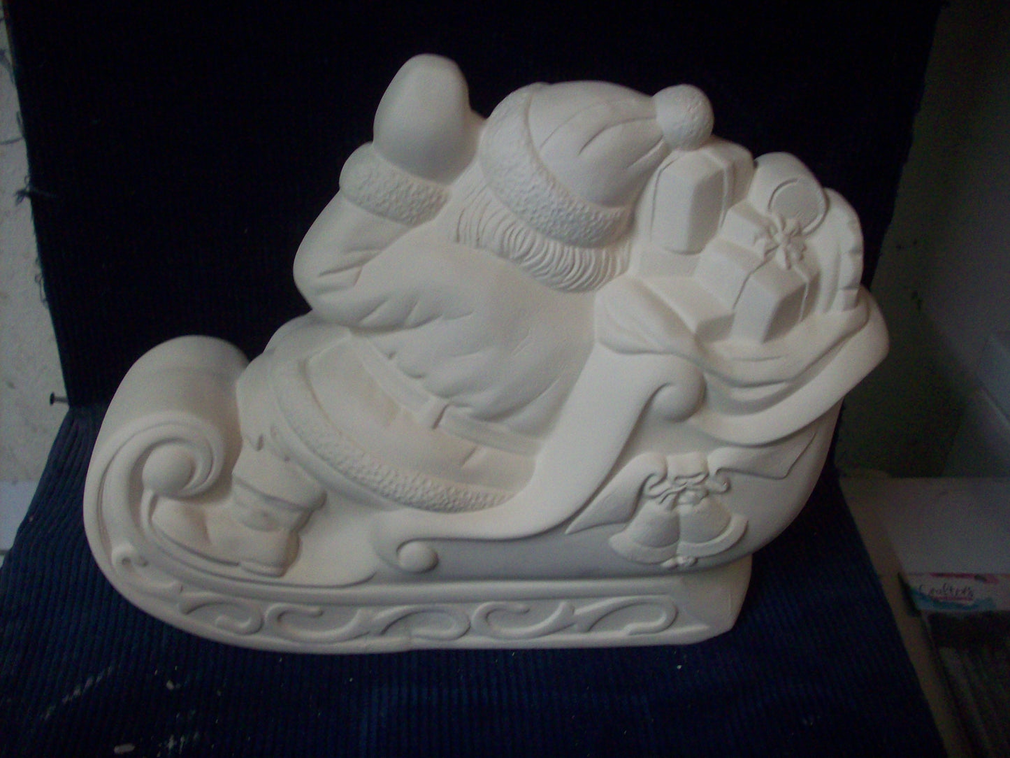 Ceramic Ready To Paint Santa On Sleigh Waving