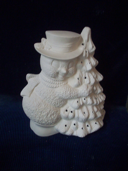 Ceramic Ready To Paint Snowmen Christmas Tree Hugger