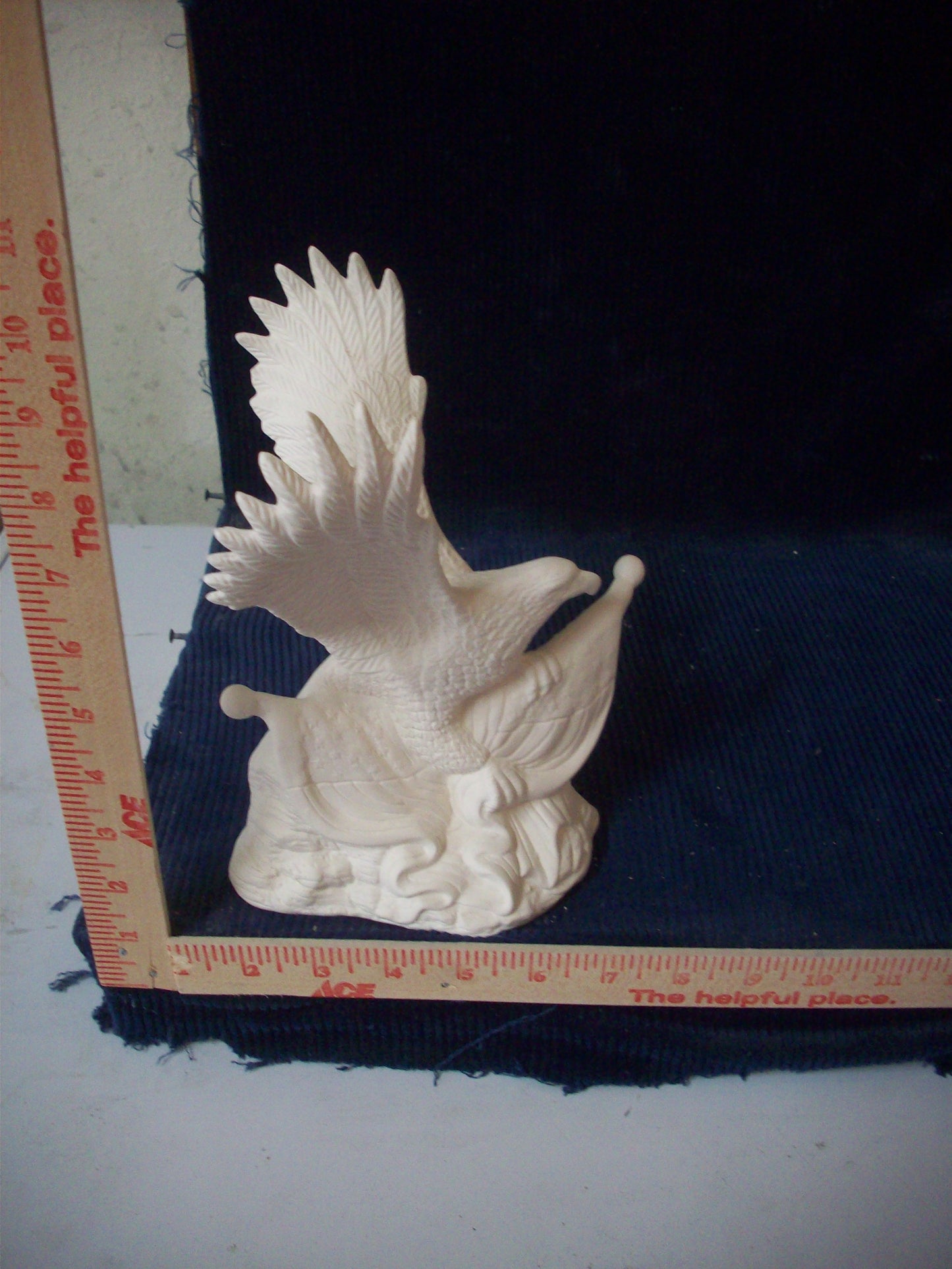 Ceramic Ready To Paint Eagle on Rock with American Flag