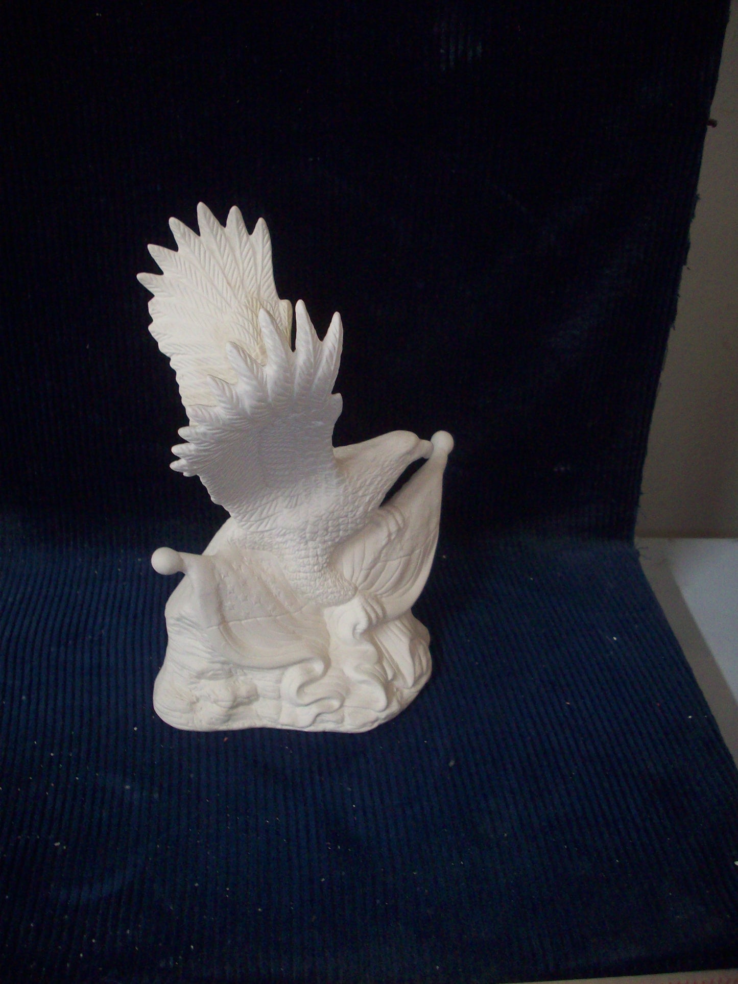 Ceramic Ready To Paint Eagle on Rock with American Flag