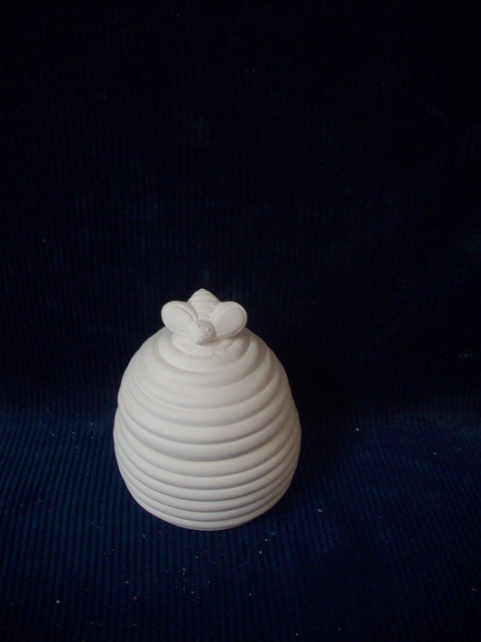 Ceramic Ready To Paint Bee Hive Jar with Small Bee on Top