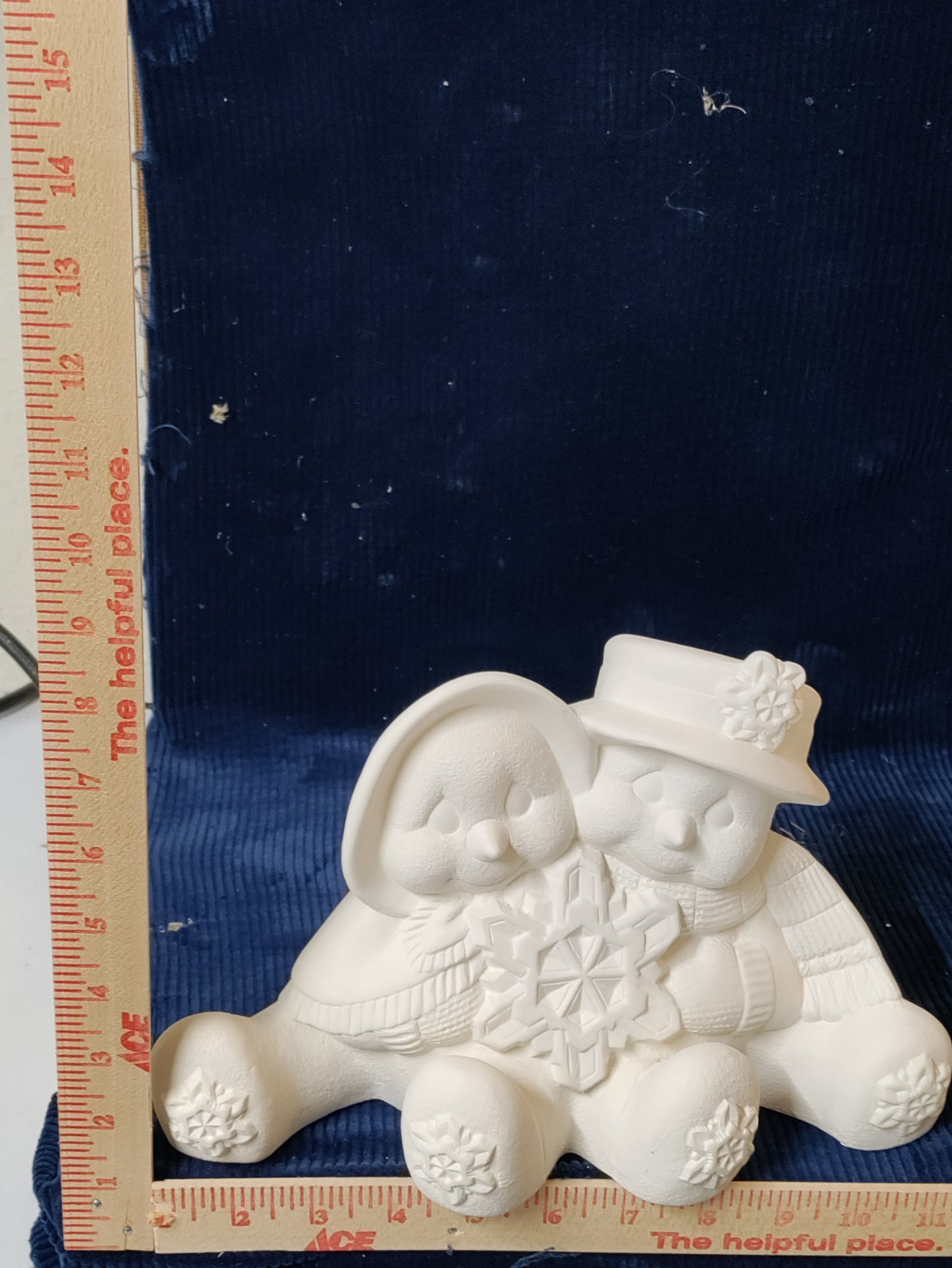 Snowman Cuddle Couple 6.5" Ceramic Bisque Ready to Paint