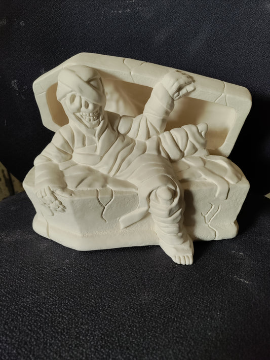 Ceramic Ready To Paint Mummy climbing out of a coffin