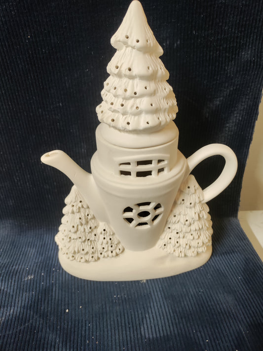 Ceramic Ready To Paint Christmas Tree Teapot