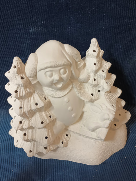 Ceramic Ready To Paint Snowman on Sled