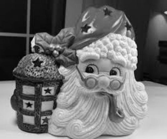 Ceramic Ready To Paint Santa Head w/ Lantern