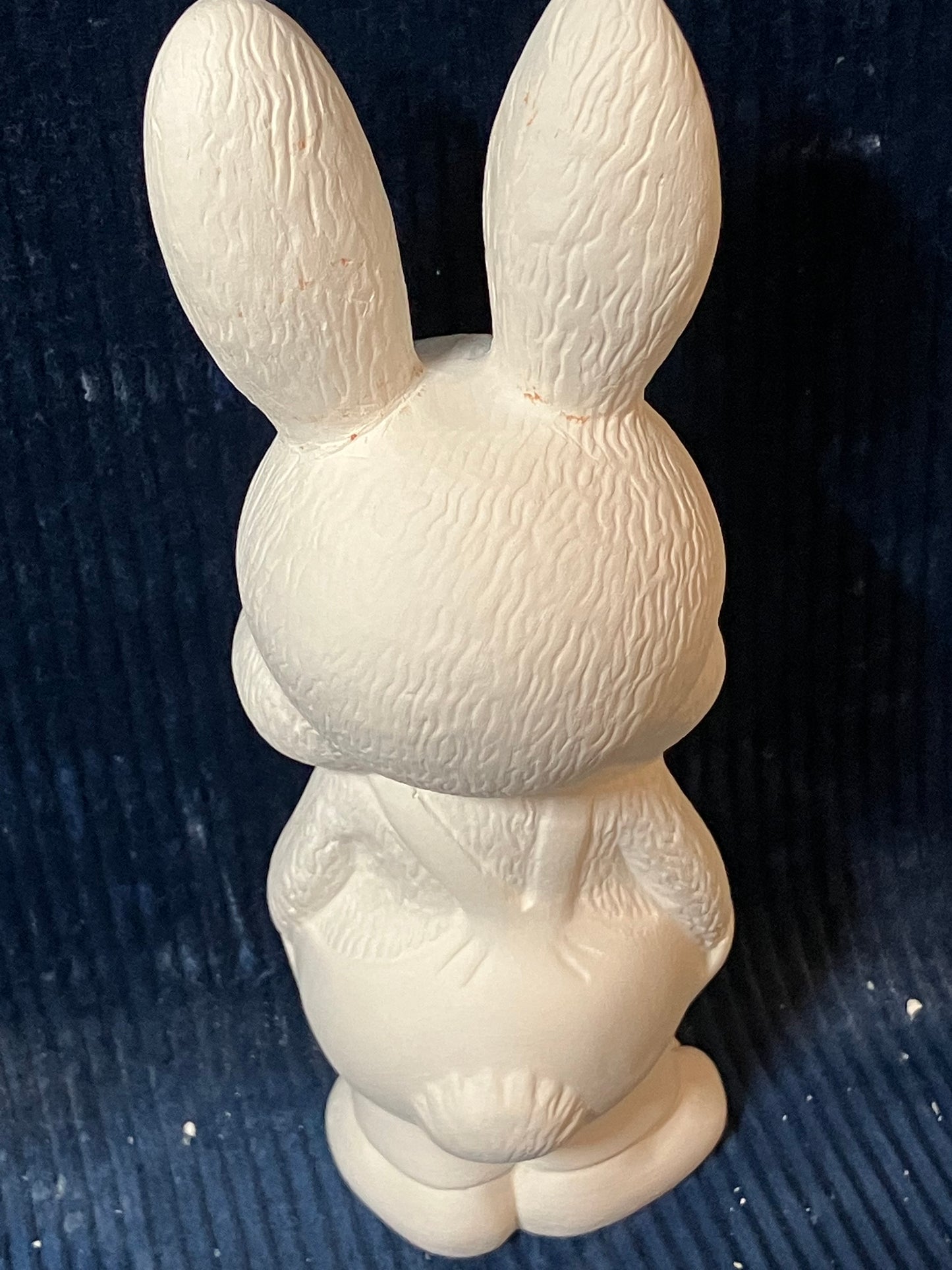 Ceramic Ready To Paint Smiling Bunny Wearing Overalls