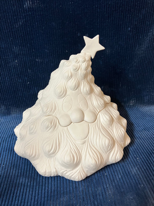 Ceramic Ready To Paint Christmas Tree Candy Jar