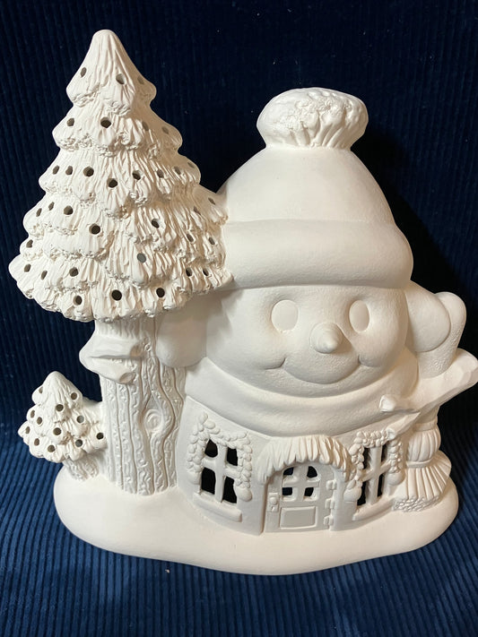 Ceramic Ready To Paint Toasty Snowman Retreat